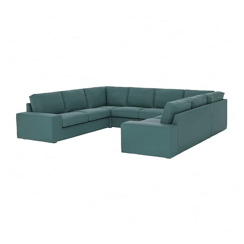 KIVIK U-shaped sofa with 6 seats, Kelinge gray-turquoise ,