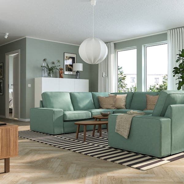 KIVIK - 6-seater U-shaped sofa, Tallmyra light green , - best price from Maltashopper.com 09527658