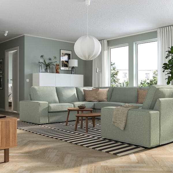 Ikea KIVIK - 7-seater U-shaped sofa, Gunnared light green ,