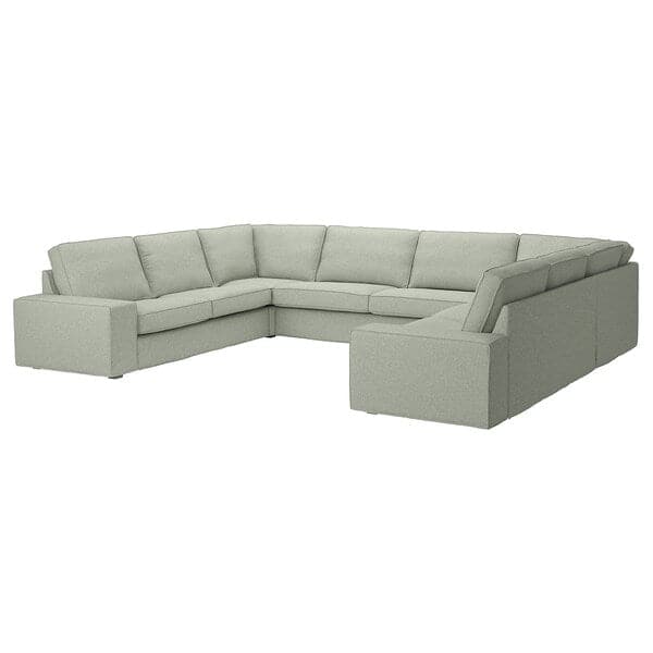 KIVIK - 7-seater U-shaped sofa, Gunnared light green ,