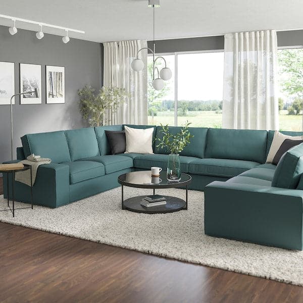 KIVIK 7-seater U-shaped sofa, Kelinge grey-turquoise , - best price from Maltashopper.com 39443068