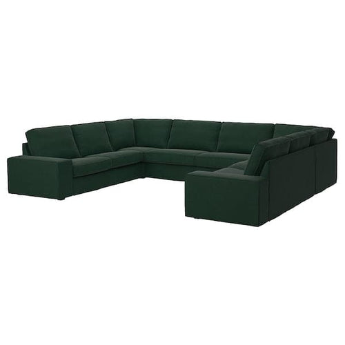 KIVIK - 7-seater U-shaped sofa, Tallmyra dark green ,