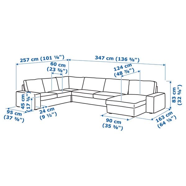 KIVIK - 5 seater corner sofa/chaise-longue, Gunnared beige , - best price from Maltashopper.com 59484717