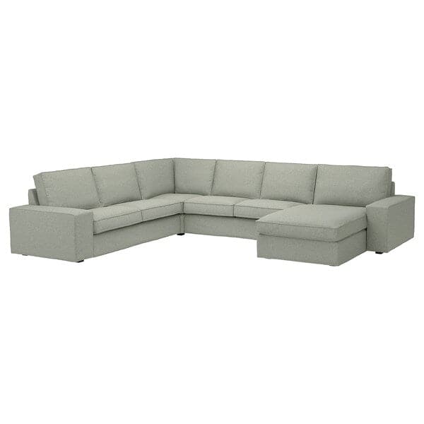 Ikea KIVIK - 5 seater angol sofa/chaise-longue, Gunnared light green ,