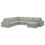 KIVIK corner sofa, 5-seat w chaise longue, Gunnared light green, 24x83x95 cm