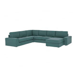 KIVIK corner sofa, 5-seat w chaise longue, Kelinge grey-turquoise, 24x83x95 cm