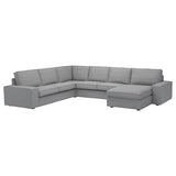 KIVIK corner sofa, 5-seat w chaise longue, Tibbleby beige/grey, 24x83x95 cm