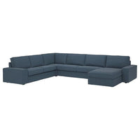 KIVIK corner sofa, 6-seat w chaise longue, Gunnared blue, 257x83x163 cm