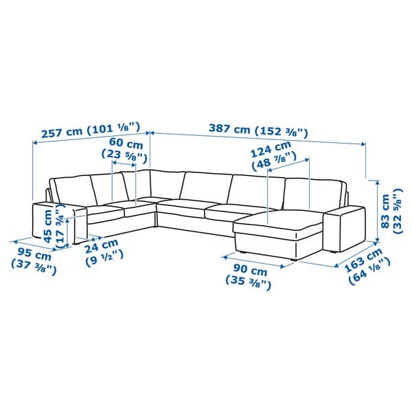 Ikea KIVIK - 6 seater angol sofa/chaise-longue, Gunnared light brown-pink ,