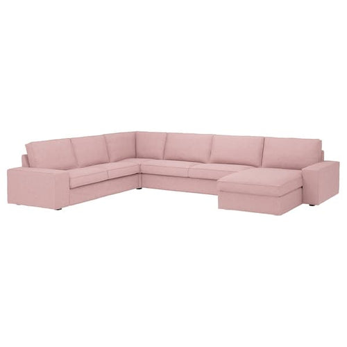 KIVIK - 6 seater angol sofa/chaise-longue, Gunnared light brown-pink ,