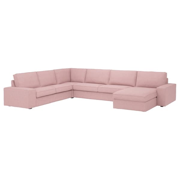 KIVIK - 6 seater angol sofa/chaise-longue, Gunnared light brown-pink ,