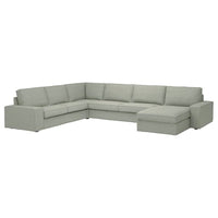 KIVIK corner sofa, 6-seat w chaise longue, Gunnared light green, 257x83x163 cm