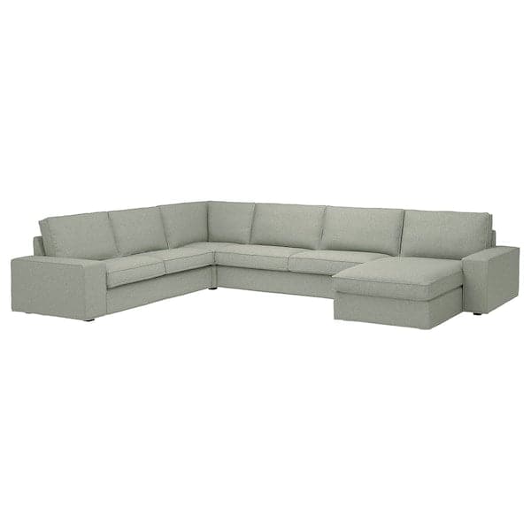 KIVIK - 6 seater angol sofa/chaise-longue, Gunnared light green ,