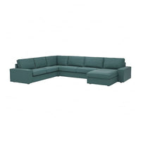 KIVIK corner sofa, 6-seat w chaise longue, Kelinge grey-turquoise, 24x83x163 cm