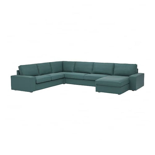 KIVIK 6 seater angol sofa/chaise-longue, Kelinge grey-turquoise ,