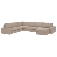 KIVIK - 6 seater angol sofa/chaise-longue, Tallmyra beige , - best price from Maltashopper.com 99484701