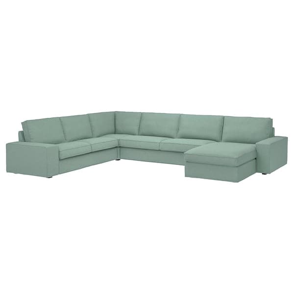 KIVIK - 6 seater angol sofa/chaise-longue, Tallmyra light green , - best price from Maltashopper.com 79484698