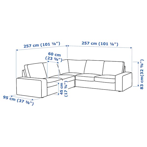 Ikea KIVIK 4-seater corner sofa, Tibbleby beige/grey ,
