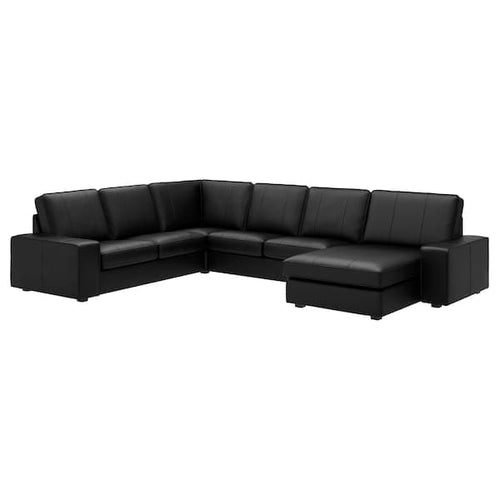 KIVIK corner sofa, 5-seat, with chaise longue/Grann/Bomstad black, 24x83x95 cm