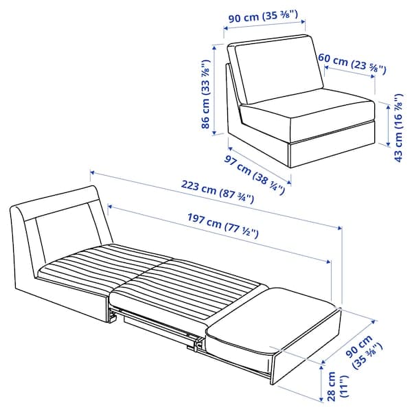 Ikea KIVIK - 1-seater sofa bed, Tallmyra beige ,