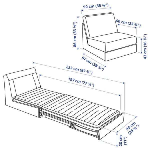 KIVIK - 1-seater sofa bed, Tresund anthracite , - best price from Maltashopper.com 89470243