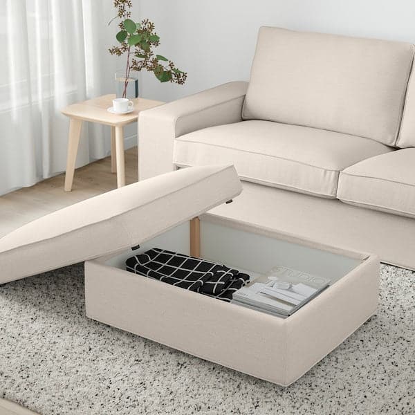 Ikea KIVIK - Footstool with storage, Gunnared beige ,