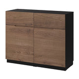 KLACKENÄS sideboard, black/oak veneer brown stained, 120x97 cm