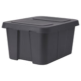 KLÄMTARE box with lid, in/outdoor, dark grey, 58x45x30 cm