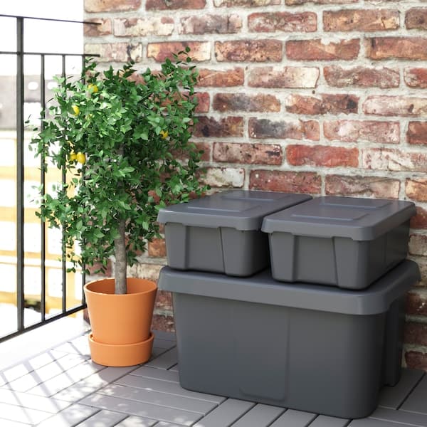 Ikea KLÄMTARE - Box with lid, in/outdoor, dark grey, 58x45x30 cm