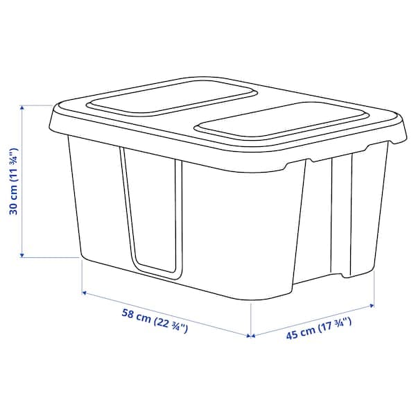KLÄMTARE - Box with lid, in/outdoor, dark grey, 58x45x30 cm - best price from Maltashopper.com 70292364