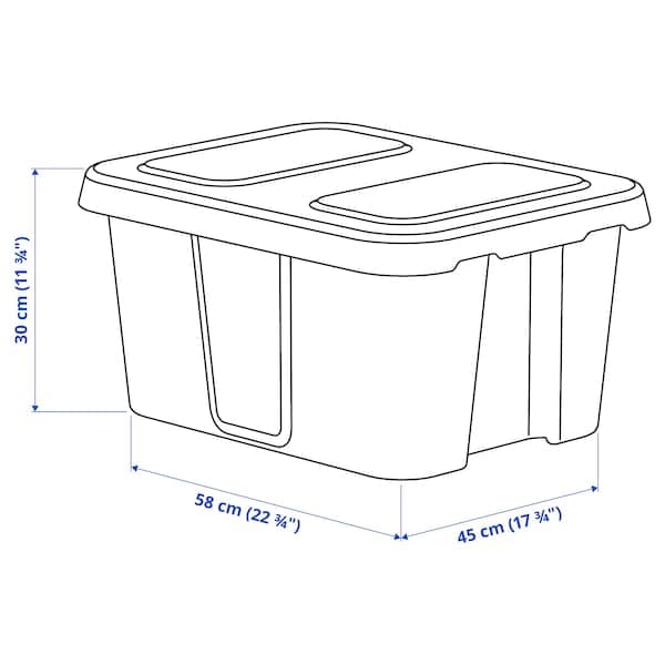 Ikea KLÄMTARE - Box with lid, in/outdoor, dark grey, 58x45x30 cm