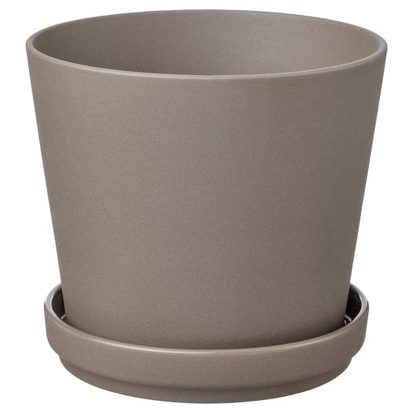 KLARBÄR - Plant pot with saucer, in/outdoor grey-brown, 15 cm - best price from Maltashopper.com 80508429