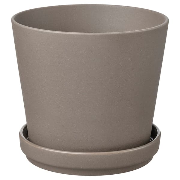 Ikea KLARBÄR - Plant pot with saucer, in/outdoor grey-brown, 15 cm