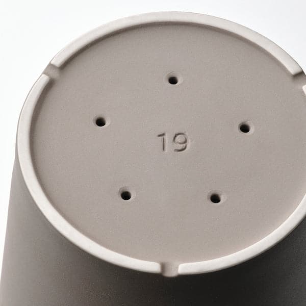 Ikea KLARBÄR - Vase with saucer, indoor/outdoor dove-grey, 19 cm ,