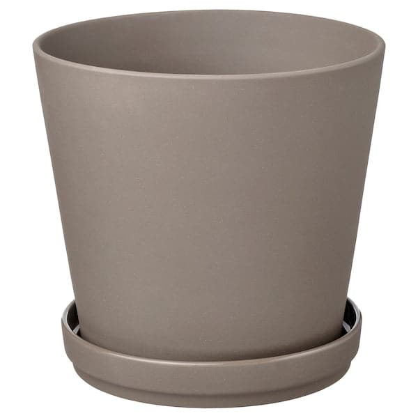 KLARBÄR - Vase with saucer, indoor/outdoor dove-grey, 19 cm , - best price from Maltashopper.com 00510822