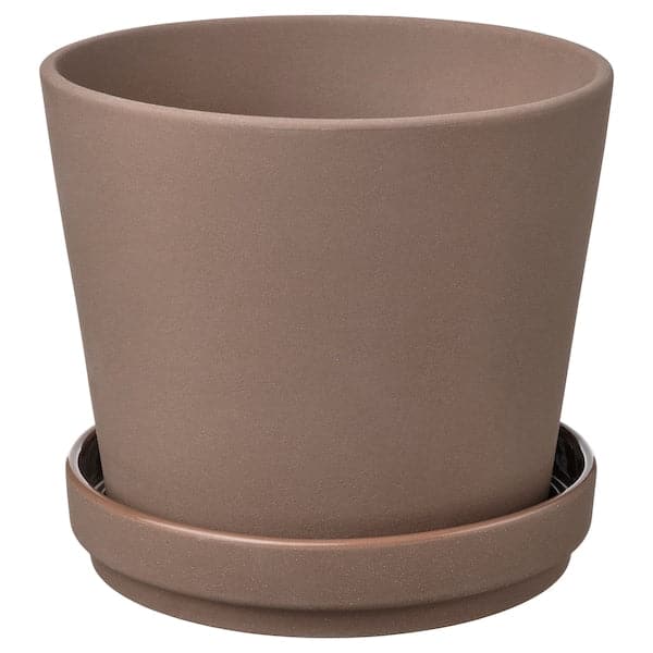 KLARBÄR - Plant pot with saucer, in/outdoor brown, 12 cm - best price from Maltashopper.com 40508426