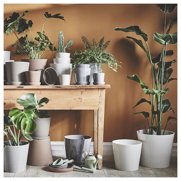KLARBÄR - Plant pot with saucer, in/outdoor brown, 12 cm - Premium  from Ikea - Just €10.99! Shop now at Maltashopper.com