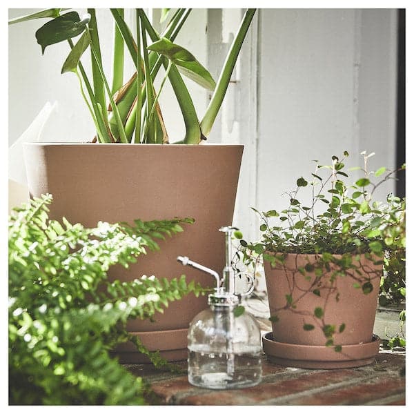 Ikea KLARBÄR - Plant pot with saucer, in/outdoor brown, 12 cm