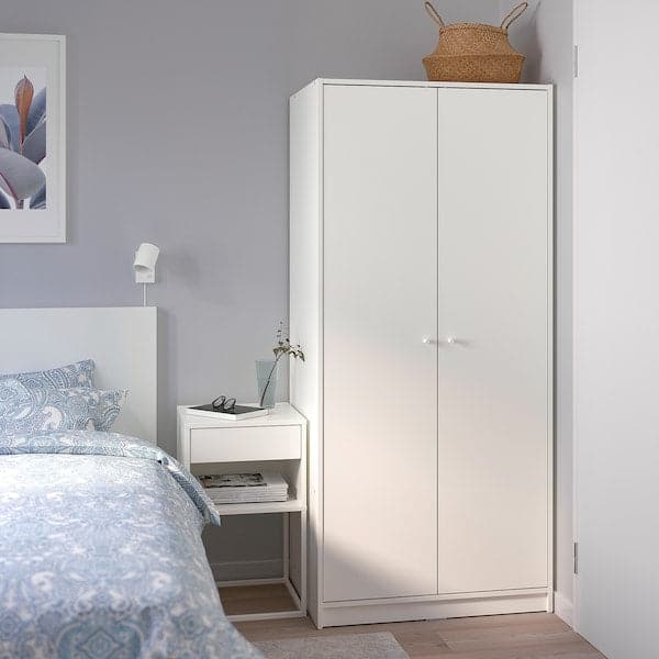 Ikea KLEPPSTAD - Wardrobe with 2 doors, white, 79x176 cm