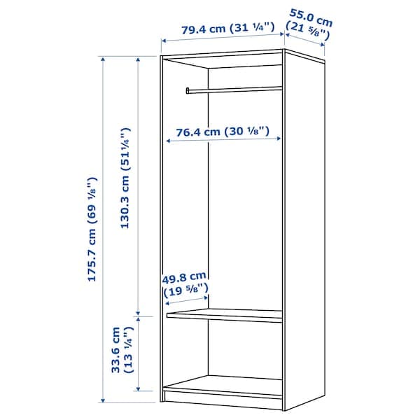 Ikea KLEPPSTAD - Wardrobe with 2 doors, white, 79x176 cm