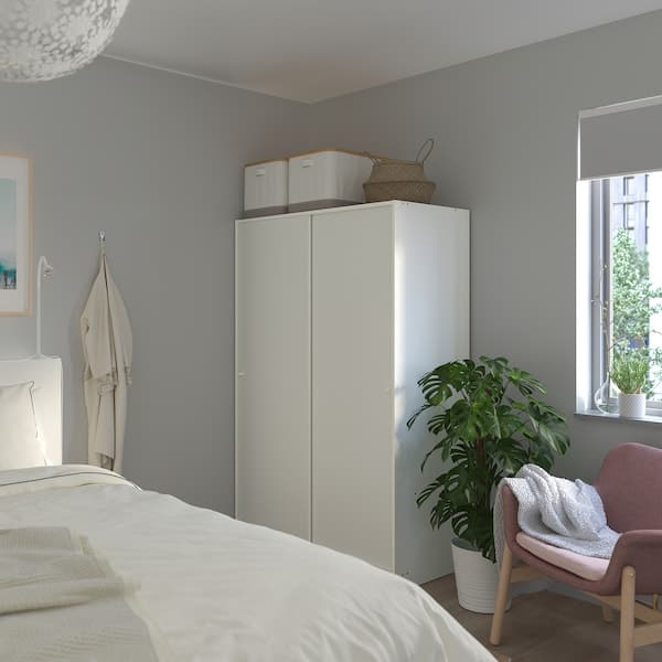 KLEPPSTAD - Wardrobe with sliding doors, white, 117x176 cm - best price from Maltashopper.com 90437238
