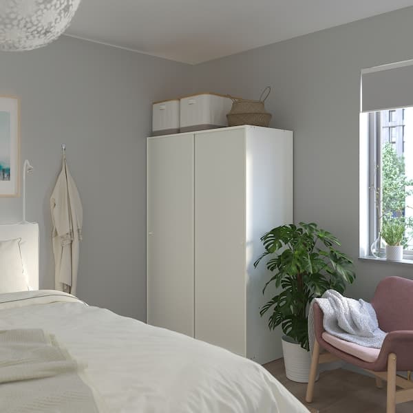 Ikea KLEPPSTAD - Wardrobe with sliding doors, white, 117x176 cm