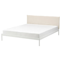 KLEPPSTAD - Bed frame, white/Vissle beige, 160x200 cm - best price from Maltashopper.com 10492672