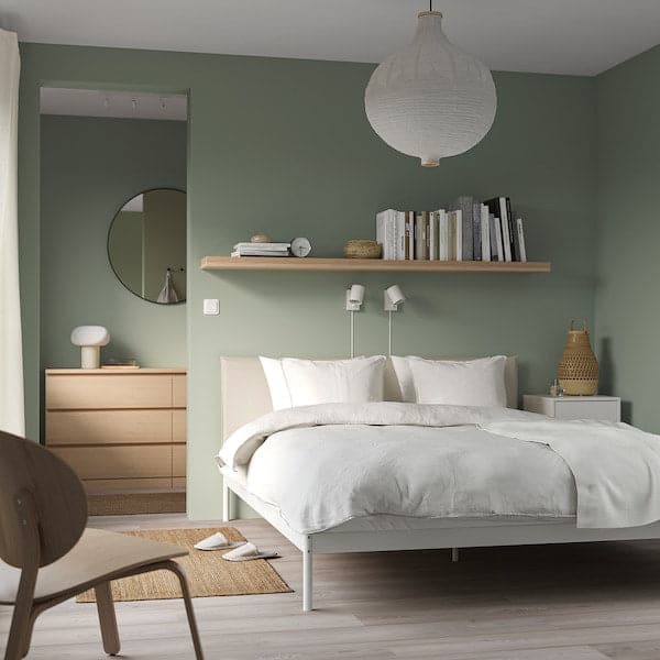 Ikea KLEPPSTAD - Bed frame, white/Vissle beige, 160x200 cm