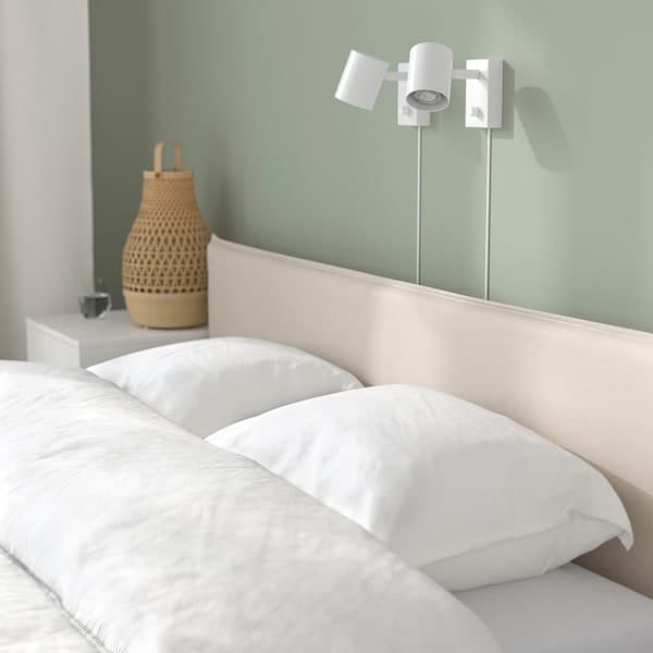 Ikea KLEPPSTAD - Bed frame, white/Vissle beige, 140x200 cm ,
