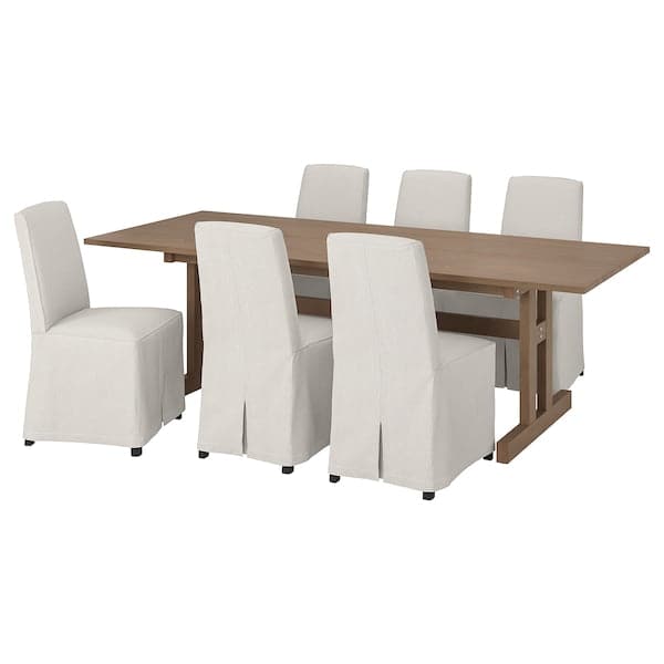 KLIMPFJÄLL / BERGMUND - Table and 6 chairs, dove grey/Kolboda beige/dark grey,