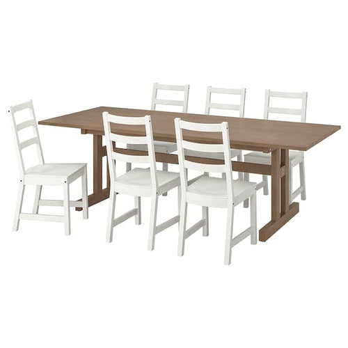 KLIMPFJÄLL / NORDVIKEN - Table and 6 chairs, grey-brown/white, 240x95 cm