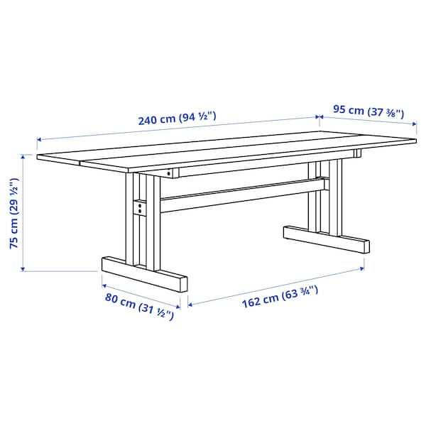 Ikea KLIMPFJÄLL / NORDVIKEN - Table and 6 chairs, grey-brown/white, 240x95 cm
