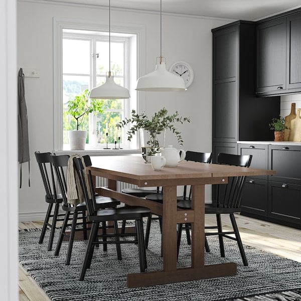 KLIMPFJALL NORRARYD Table and 6 chairs grey brown black 240x95 cm Best Price at Maltashopper