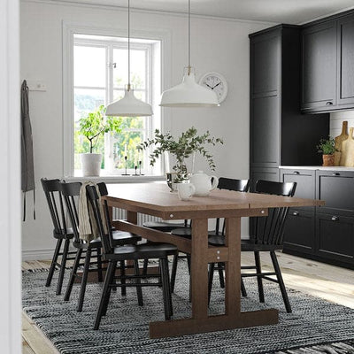 KLIMPFJÄLL / NORRARYD - Table and 6 chairs, grey-brown/black, 240x95 cm - best price from Maltashopper.com 99418424